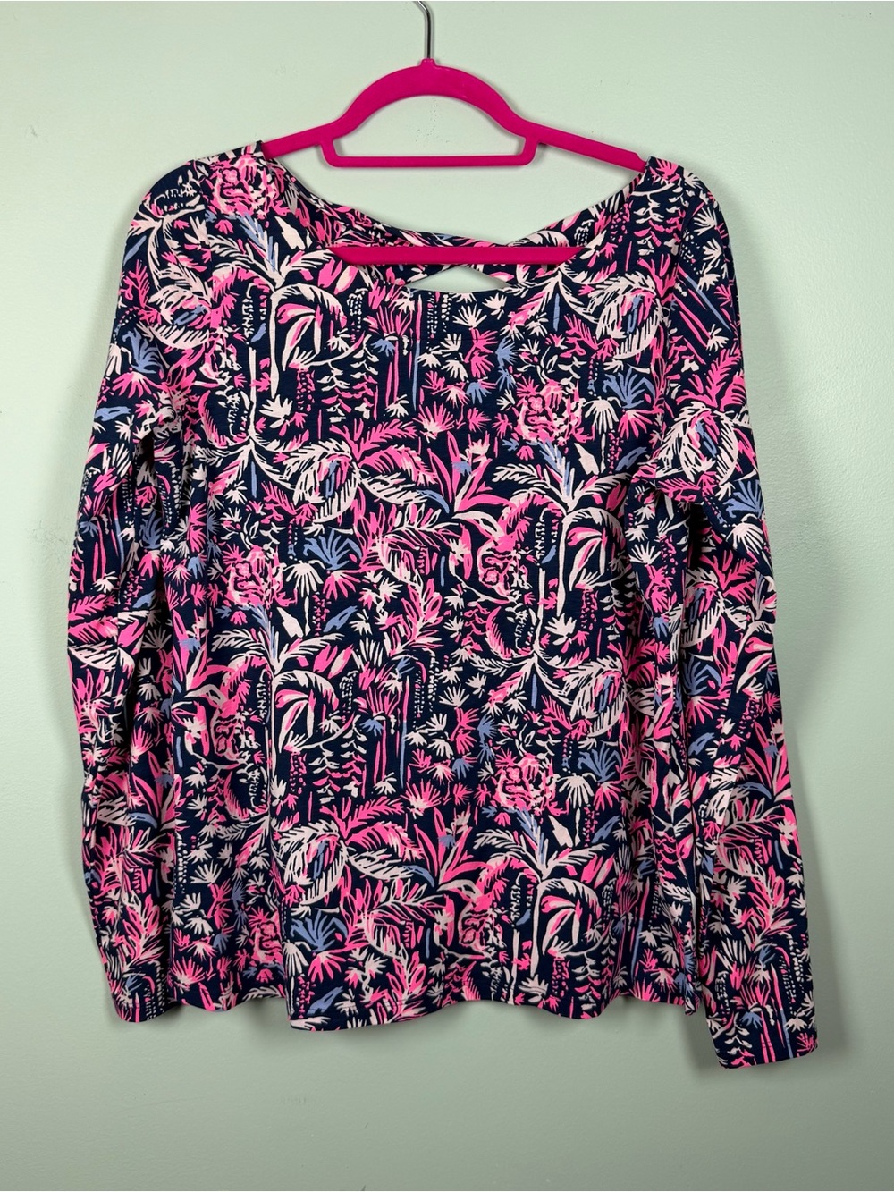 Lilly Pulitzer Tristan Top Bright Navy Swing of Things Monkey Tropical Large
